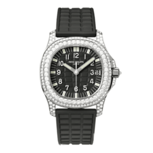 Patek Philippe Aquanaut 5067A-025 35.6mm Black Dial Full Moissanite Steel – Customize Diamod