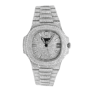Patek Philippe Nautilus 5711 40mm Up Full 3000pcs Moissanite Pave Hongkong – Customize Diamod