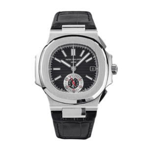 Patek Philippe Nautilus Chronograph 5980/1A-014 40.5mm Black Dial with Leather Strap – VIP Version