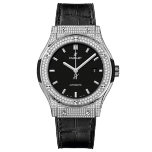 Hublot Classic Fusion Diamonds Moissanite Pave 42mm Dial Black – Customize Diamod