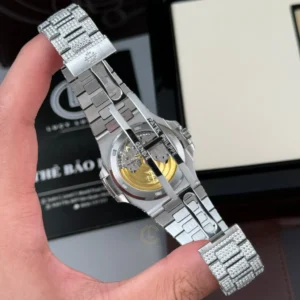 Patek Philippe Nautilus 5711 40mm Up Full 3000pcs Moissanite Pave Hongkong – Customize Diamod - Görsel 7