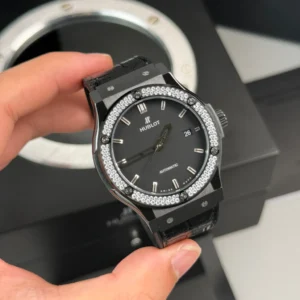 Alternative view of Hublot Classic Fusion Ceramic Diamonds 42mm Black Dial JJZ Base – Customize Version