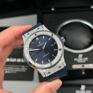 Alternative view of Hublot Classic Fusion Diamonds Moissanite Pave 42mm Blue Dial – Customize Diamod