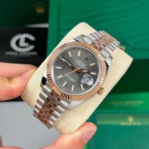 Alternative view of Rolex Datejust 41mm Demi Rose Gold Grey Motif Dial 126331 – VIP Version