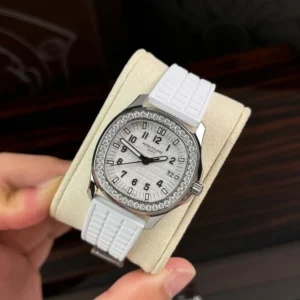 Alternative view of Patek Philippe Aquanaut 5067A-025 35.6mm White Dial Diamond Bezel Moissanite Steel – CustomizeVersion