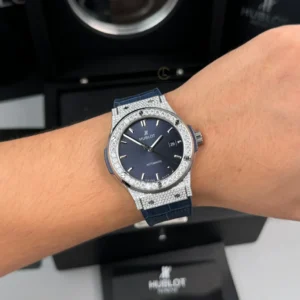 Hublot Classic Fusion Diamonds Moissanite Pave 42mm Blue Dial – Customize Diamod - Görsel 4
