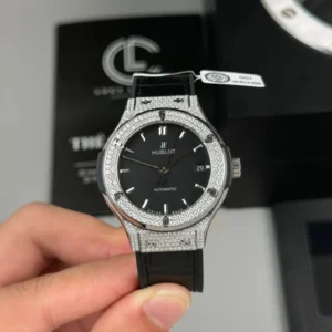 Alternative view of Hublot Classic Fusion Diamonds Moissanite Pave 38mm Black Dial – Handcrafted Diamod