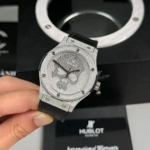 Alternative view of Hublot Classic Fusion SKULL Full Diamonds Moissanite Pave 42mm Black Dial – Handcrafted Diamod