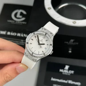 Alternative view of Hublot Classic Fusion Diamonds Moissanite Pave 33mm White Dial – Handcrafted Diamod