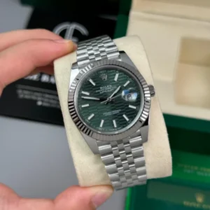 Alternative view of Rolex Datejust 41mm Sliver Green Motif Dial 126334 – VIP Version