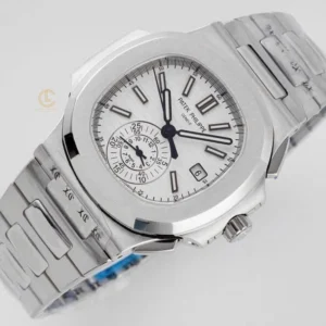 Alternative view of Patek Philippe Nautilus Chronograph 5980/1A-019 40.5mm White Dial – VIP Version