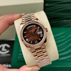 Alternative view of Rolex Day Date 36mm 128235 Chocolate Dial Rose Gold – VIP Version