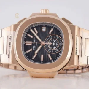 Alternative view of Patek Philippe Nautilus Chronograph 5980/1R-001 40mm Black-Gray Dial Rose Gold – VIP Version
