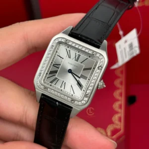 Cartier Santos – Dumont  White Dial Benzel Swarovski 38mm x 27.5mm Steel – VIP VERSION - Görsel 4