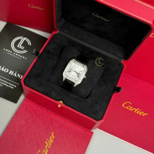 Cartier Santos – Dumont  White Dial Benzel Swarovski 38mm x 27.5mm Steel – VIP VERSION - Görsel 8