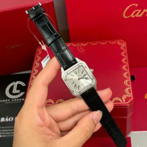 Alternative view of Cartier Santos – Dumont  White Dial Benzel Swarovski 38mm x 27.5mm Steel – VIP VERSION