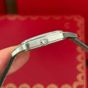 Cartier Santos – Dumont  White Dial Benzel Swarovski 38mm x 27.5mm Steel – VIP VERSION - Görsel 5