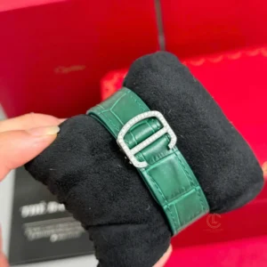 Cartier Santos De Cartier WSSA0062 Green Dial Custom Full Moissanite – Handcrafted Diamod - Görsel 5