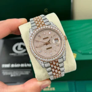 Rolex Datejust 41mm Full Moissanite Hongkong Demi Rose Gold – Handcrafted Diamod - Görsel 3