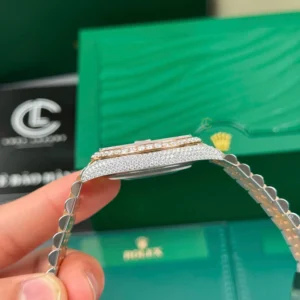 Rolex Datejust 41mm Full Moissanite Hongkong Demi Rose Gold – Handcrafted Diamod - Görsel 7