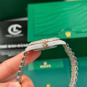 Rolex Datejust 41mm Full Moissanite Hongkong Demi Rose Gold – Handcrafted Diamod - Görsel 6