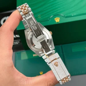 Rolex Datejust 41mm Full Moissanite Hongkong Demi Rose Gold – Handcrafted Diamod - Görsel 9