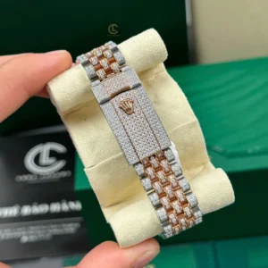 Rolex Datejust 41mm Full Moissanite Hongkong Demi Rose Gold – Handcrafted Diamod - Görsel 10