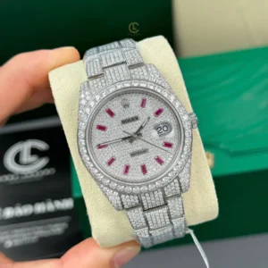 Rolex Datejust 41mm insex Ruby Tím Full Moissanite HongKong – Customize Diamod - Görsel 3