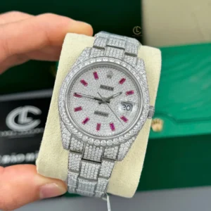 Rolex Datejust 41mm insex Ruby Tím Full Moissanite HongKong – Customize Diamod - Görsel 4