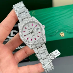 Alternative view of Rolex Datejust 41mm insex Ruby Tím Full Moissanite HongKong – Customize Diamod