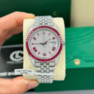Rolex Datejust 41mm Custom Benzel Sapphire Full Moissanite Hongkong – Customize Diamod - Görsel 5