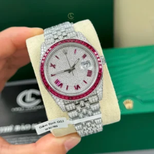 Rolex Datejust 41mm Custom Benzel Sapphire Full Moissanite Hongkong – Customize Diamod - Görsel 4