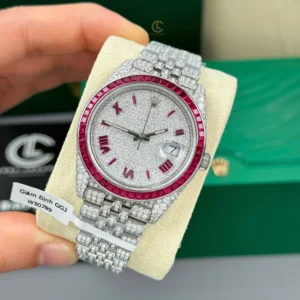Rolex Datejust 41mm Custom Benzel Sapphire Full Moissanite Hongkong – Customize Diamod - Görsel 3