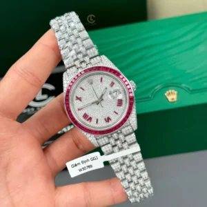 Alternative view of Rolex Datejust 41mm Custom Benzel Sapphire Full Moissanite Hongkong – Customize Diamod