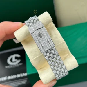 Rolex Datejust 41mm Custom Benzel Sapphire Full Moissanite Hongkong – Customize Diamod - Görsel 9