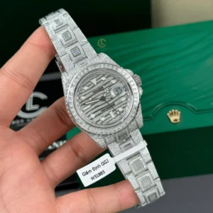Alternative view of Rolex GMT – Master II 40mm Custom Full Moissanite Baguette HongKong – Customize Diamod