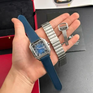 Alternative view of Cartier Santos De Cartier Blue Dial WSSA0071 39.8mm – VIP Version