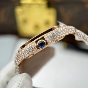 Cartier Santos de Cartie Larger Full Diamond Rose Gold 39.8mm – Handcrafted Diamod - Görsel 7