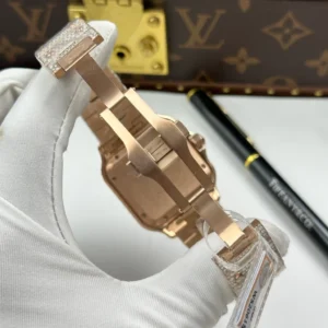 Cartier Santos de Cartie Larger Full Diamond Rose Gold 39.8mm – Handcrafted Diamod - Görsel 9