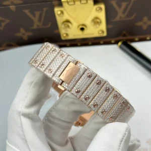 Cartier Santos de Cartie Larger Full Diamond Rose Gold 39.8mm – Handcrafted Diamod - Görsel 10