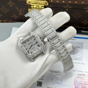 Cartier Santos de Cartie Larger Full Diamond 39.8mm – Handcrafted Diamod - Görsel 3