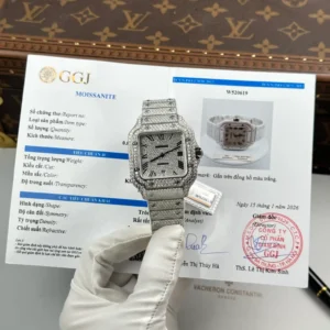 Alternative view of Cartier Santos de Cartie Larger Full Diamond 39.8mm – Handcrafted Diamod