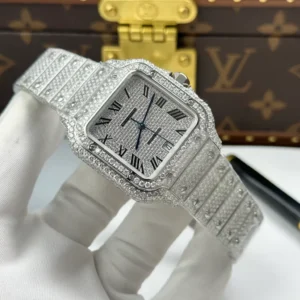 Cartier Santos de Cartie Larger Full Diamond 39.8mm – Handcrafted Diamod - Görsel 4
