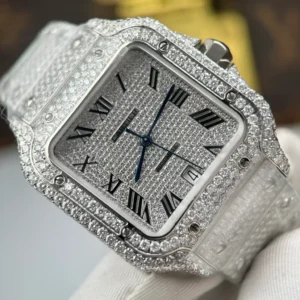 Cartier Santos de Cartie Larger Full Diamond 39.8mm – Handcrafted Diamod - Görsel 5