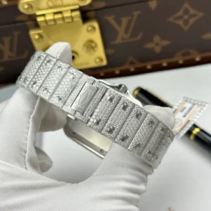 Cartier Santos de Cartie Larger Full Diamond 39.8mm – Handcrafted Diamod - Görsel 8